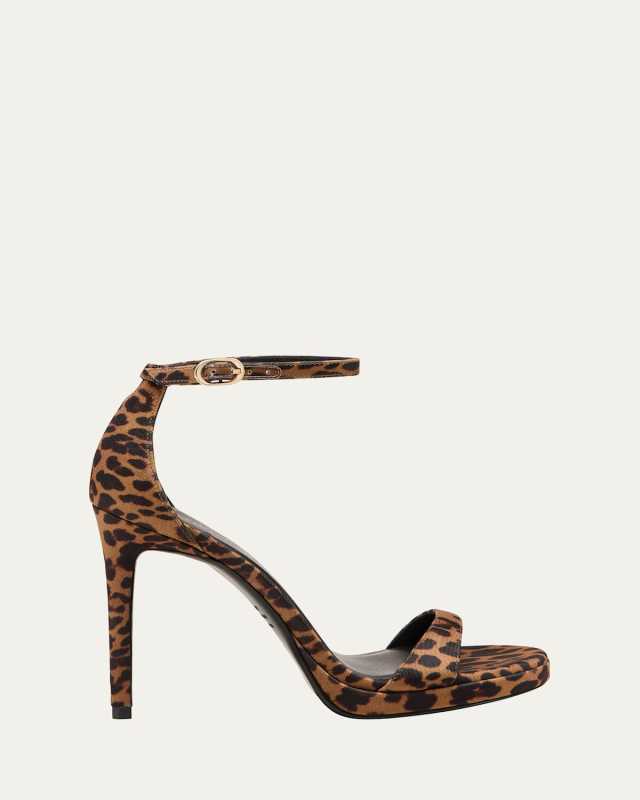 Nudist Leopard Ankle-Strap Platform Sandals